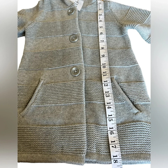 Baby Gap Grey Gray Toddler Boy Hoodie Garter Grandpa Sweater Coat Size 3 Nwt - Picture 8 of 10